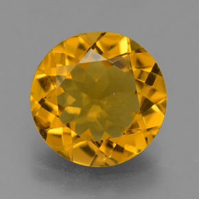 4.77 ct Golden Citrine Gemstone, Citrine Gem in Round Facet Shape for Sale.