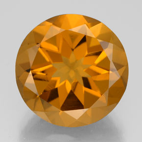 8.54 ct Yellow Citrine Gemstone, Citrine Gem in Round Facet Shape for Sale.