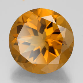 8.54 ct Yellow Citrine Stone, Natural Citrine in Round Facet Shape for Sale