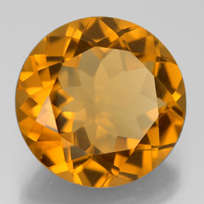 8.15 ct Orange Citrine Stone, Natural Citrine in Round Facet Shape for Sale