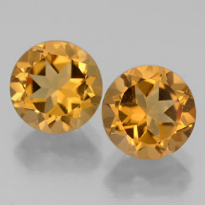 3.87 ct Yellow Citrine Gemstone, Citrine Gem in Round Facet Shape for Sale.