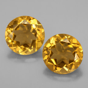 5.08 ct Yellow Citrine Gemstone, Citrine Gem in Round Facet Shape for Sale.