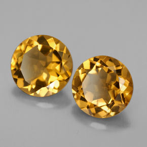 3.40 ct Gold Citrine Stone, Natural Citrine in Round Facet Shape for Sale