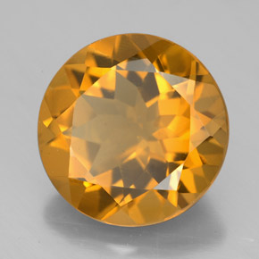 7.69 ct Yellow Citrine Stone, Natural Citrine in Round Facet Shape for Sale