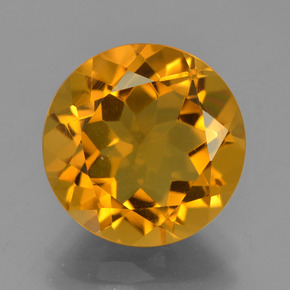 5.61 ct Yellow Citrine Gemstone, Citrine Gem in Round Facet Shape for Sale.