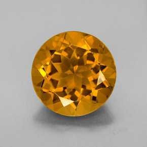 5.77 ct Yellow Citrine Gemstone, Citrine Gem in Round Facet Shape for Sale.