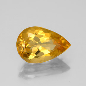 2.55 ct Gold Citrine Stone, Natural Citrine in Pear Facet Shape for Sale