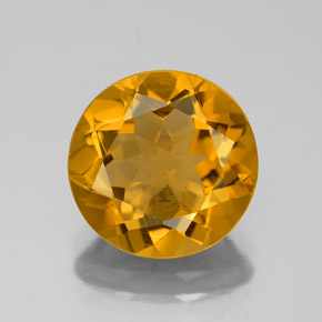 3.87 ct Yellow Citrine Gemstone, Citrine Gem in Round Facet Shape for Sale.