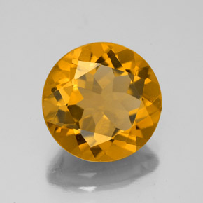3.87 ct Yellow Citrine Stone, Natural Citrine in Round Facet Shape for Sale