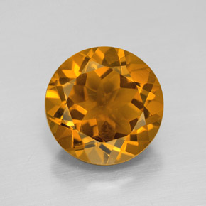 Deep Orange-Gold Citrin Edelstein - 5.8ct Rund Facettenschliff (ID: 338555)