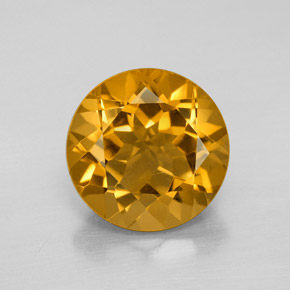 Dark Orange-Gold Citrine Gem - 5.6ct Round Facet (ID: 338556)
