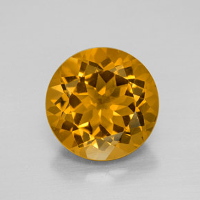 5.54 ct Gold Citrine Gemstone, Citrine Gem in Round Facet Shape for Sale.