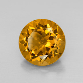 5.54 ct Gold Citrine Stone, Natural Citrine in Round Facet Shape for Sale