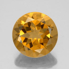 5.48 ct Yellow Citrine Gemstone, Citrine Gem in Round Facet Shape for Sale.