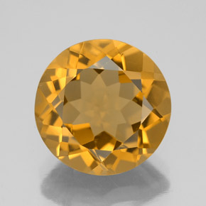 5.30 ct Golden Citrine Gemstone, Citrine Gem in Round Facet Shape for Sale.