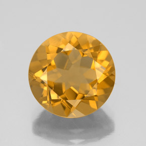 4.16 ct Golden Citrine Gemstone, Citrine Gem in Round Facet Shape for Sale.