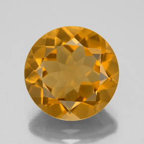 5.24 ct Golden Citrine Gemstone, Citrine Gem in Round Facet Shape for Sale.