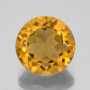 6.24 ct Yellow Citrine Gemstone, Citrine Gem in Round Facet Shape for Sale.