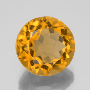 6.24 ct Yellow Citrine Stone, Natural Citrine in Round Facet Shape for Sale