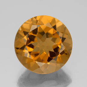 5.59 ct Golden Citrine Gemstone, Citrine Gem in Round Facet Shape for Sale.