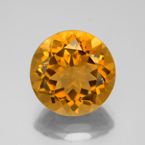 5.66 ct Yellow Citrine Gemstone, Citrine Gem in Round Facet Shape for Sale.
