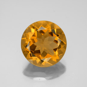 Dark Orange-Gold Citrine Gem - 4.3ct Round Facet (ID: 338825)