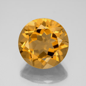 Dark Orange-Gold Citrine Gem - 5.9ct Round Facet (ID: 338826)