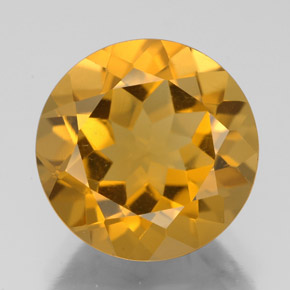 Citrina Dorado Faceta Redonda de 5.4 ct de Brasil, dimensión 11,8mm, piedra preciosa natural No tratado, claridad VS, Citrina de 1 pieza en color Naranja medio, dureza Mohs de 7 Adecuado para joyas de uso diario, Desbloquea el chakra del plexo solar, Photo A