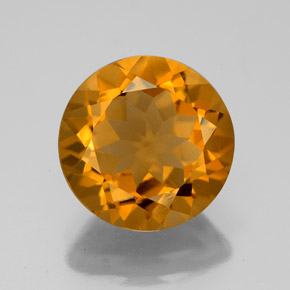 4.12 ct Yellow Citrine Gemstone, Citrine Gem in Round Facet Shape for Sale.