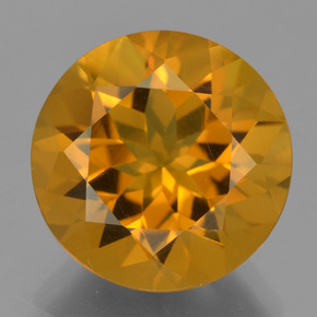 Deep Orange-Gold Citrin Edelstein - 8.3ct Rund Facettenschliff (ID: 339639)
