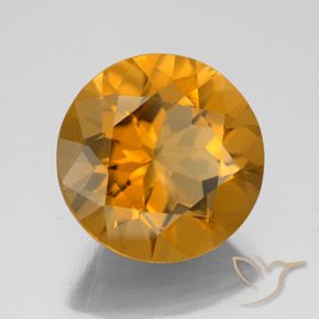 7.69 ct Golden Citrine Stone, Natural Citrine in Round Facet Shape for Sale