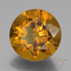 8.07 ct Golden Citrine Stone, Natural Citrine in Round Facet Shape for Sale