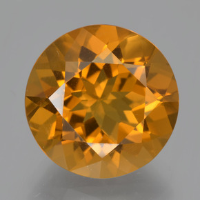 8.56 ct Golden Citrine Gemstone, Citrine Gem in Round Facet Shape for Sale.