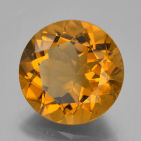 8.14 ct Golden Citrine Stone, Natural Citrine in Round Facet Shape for Sale