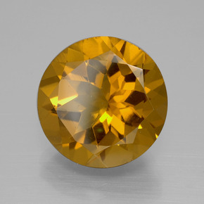 8.56 ct Golden Citrine Stone, Natural Citrine in Round Facet Shape for Sale