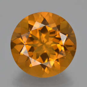 7.75 ct Orange Citrine Gemstone, Citrine Gem in Round Facet Shape for Sale.