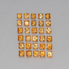 3.57 ctw Yellow Citrine Gemstones, Citrine Gems in Princess-Cut Shape for Sale.