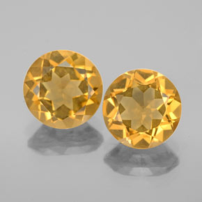 3.32 ct Yellow Citrine Gemstone, Citrine Gem in Round Facet Shape for Sale.