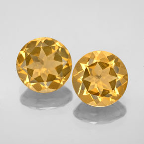 3.08 ct Yellow Citrine Gemstone, Citrine Gem in Round Facet Shape for Sale.