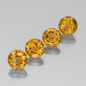 7.36 ct Gold Citrine Stone, Natural Citrine in Round Facet Shape for Sale
