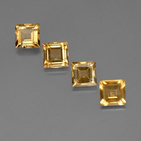 3.78 ct Yellow Citrine Gemstone, Citrine Gem in Square Facet Shape for Sale.