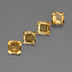 3.78 ct Yellow Citrine Stone, Natural Citrine in Square Facet Shape for Sale