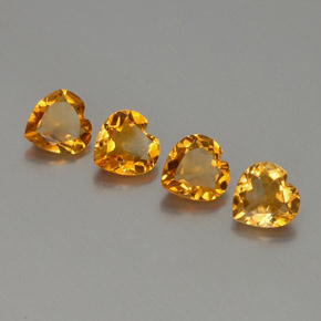 3.95 ctw Golden Citrine Stones, Natural Citrine in Heart Facet Shape for Sale