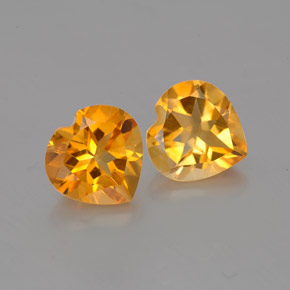 2.28 ct Yellow Citrine Gemstone, Citrine Gem in Heart Facet Shape for Sale.