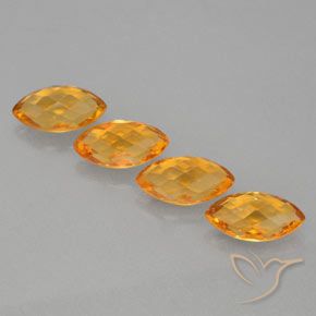 Golden Citrin Edelstein - 1.2ct Navette-Schachbrett (beidseitig) (ID: 364633)