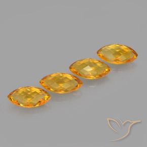 4.43 ctw Golden Citrine Stones, Natural Citrine in Marquise Checkerboard (double sided) Shape for Sale