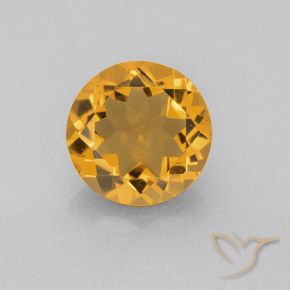 4.49 ct Golden Citrine Gemstone, Citrine Gem in Round Facet Shape for Sale.