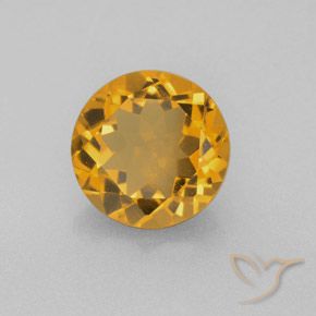 4.49 ct Golden Citrine Stone, Natural Citrine in Round Facet Shape for Sale