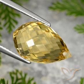 8.48 ct Golden Citrine Stone, Natural Citrine in Briolette with Hole Shape for Sale