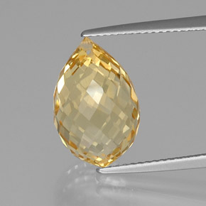 8.86 ct Golden Citrine Gemstone, Citrine Gem in Briolette with Hole Shape for Sale.